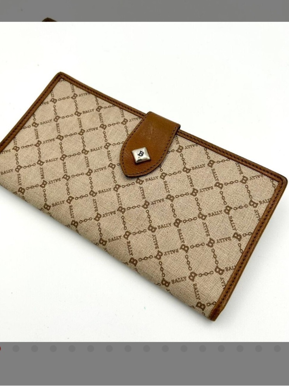 Bally Beige & Brown Monogram Continental Card Holder